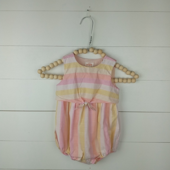Cat & Jack Other - Cat & Jack Girls 18 mos romper light pastel salmon, yellow, pink, yellow striped